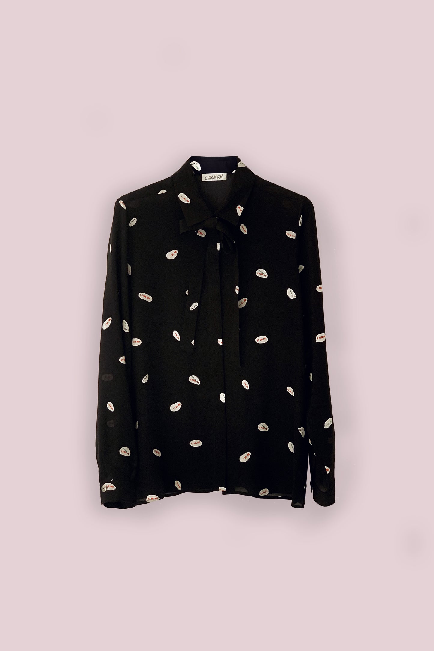 Printed shirt Made in Italy.This Luana Ga' shirt is in black colour with printed dates spots.