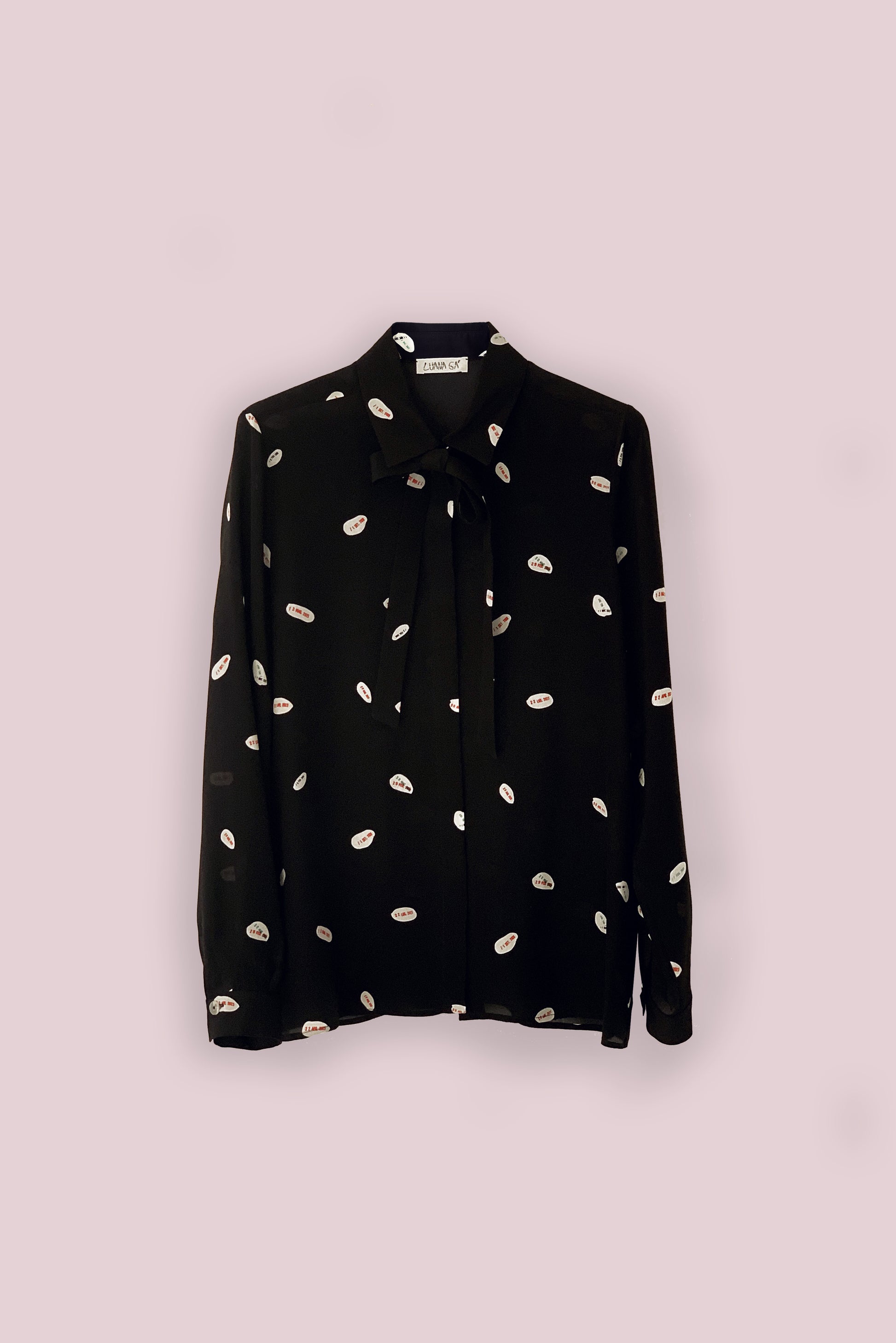 Printed shirt Made in Italy.This Luana Ga' shirt is in black colour with printed dates spots.