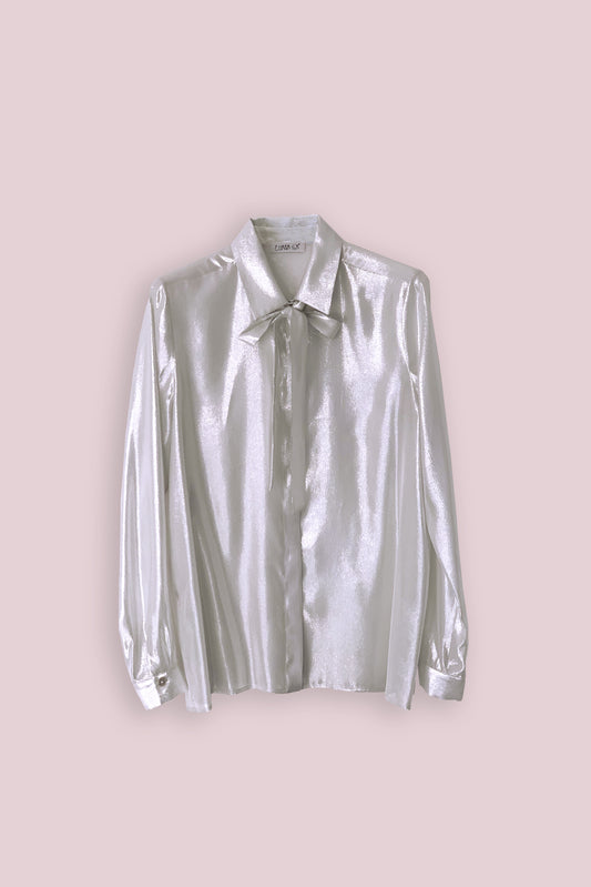 Luana Ga' silk silver lurex shirt Made in Italy